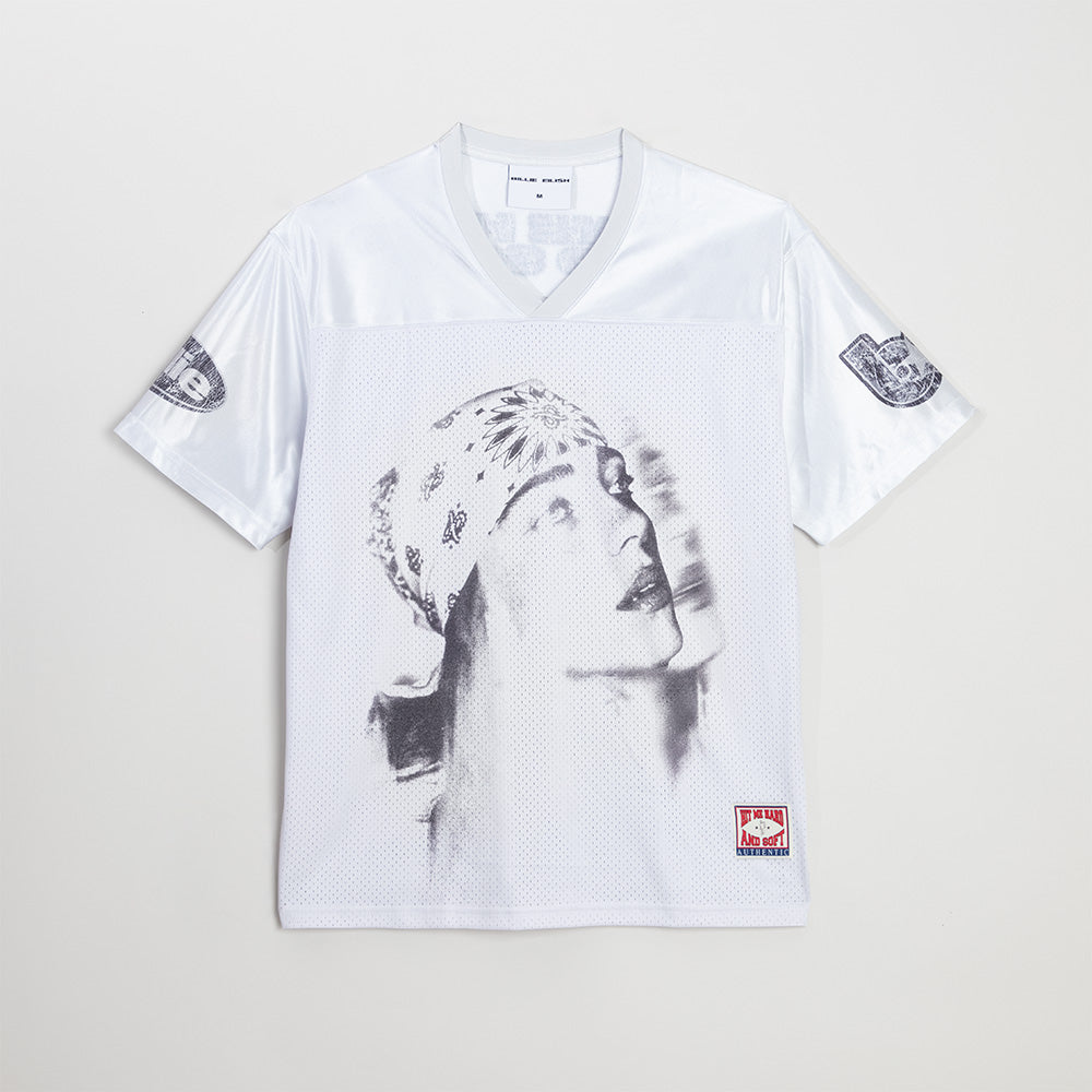 シャツ BILLIE EILISH Bandana Football Jersey Billie Bandana White Football Jersey - Billie Eilish Store CA