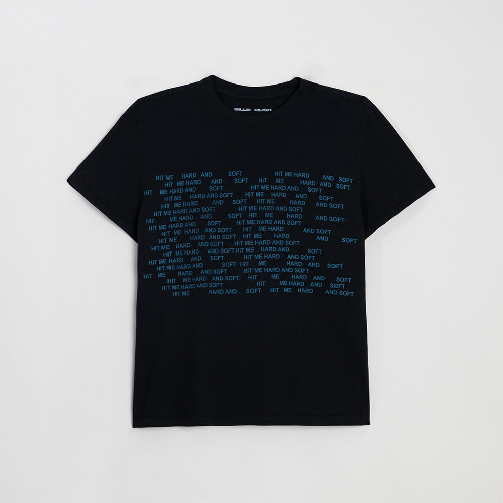 HIT ME HARD AND SOFT Repeat Black Tee - Billie Eilish Store CA