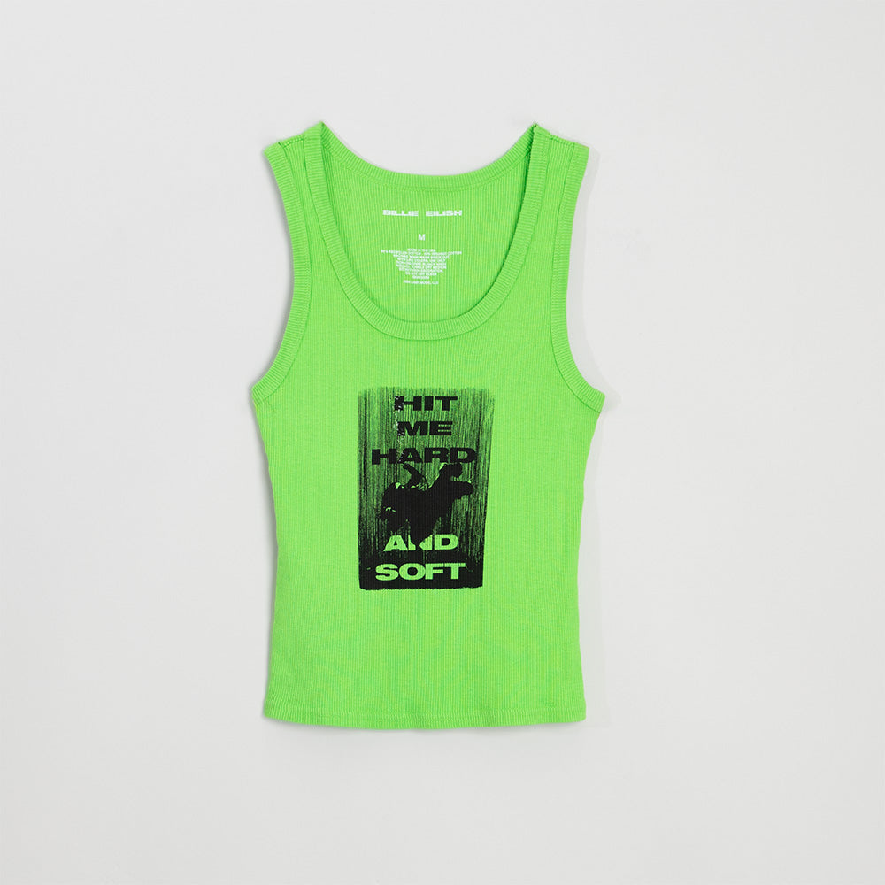 HIT ME HARD AND SOFT Green Crop Tank