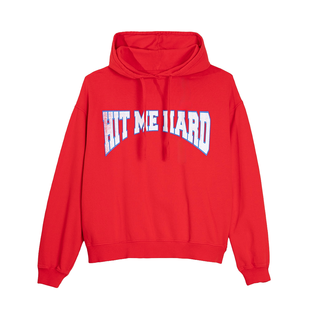 HIT ME HARD AND SOFT RED HOODIE